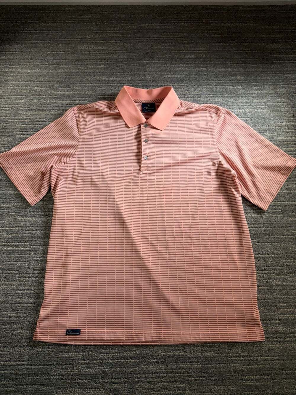 Cleveland Classics Men's Striped Performance Golf Polo Shirt Pink Size XL